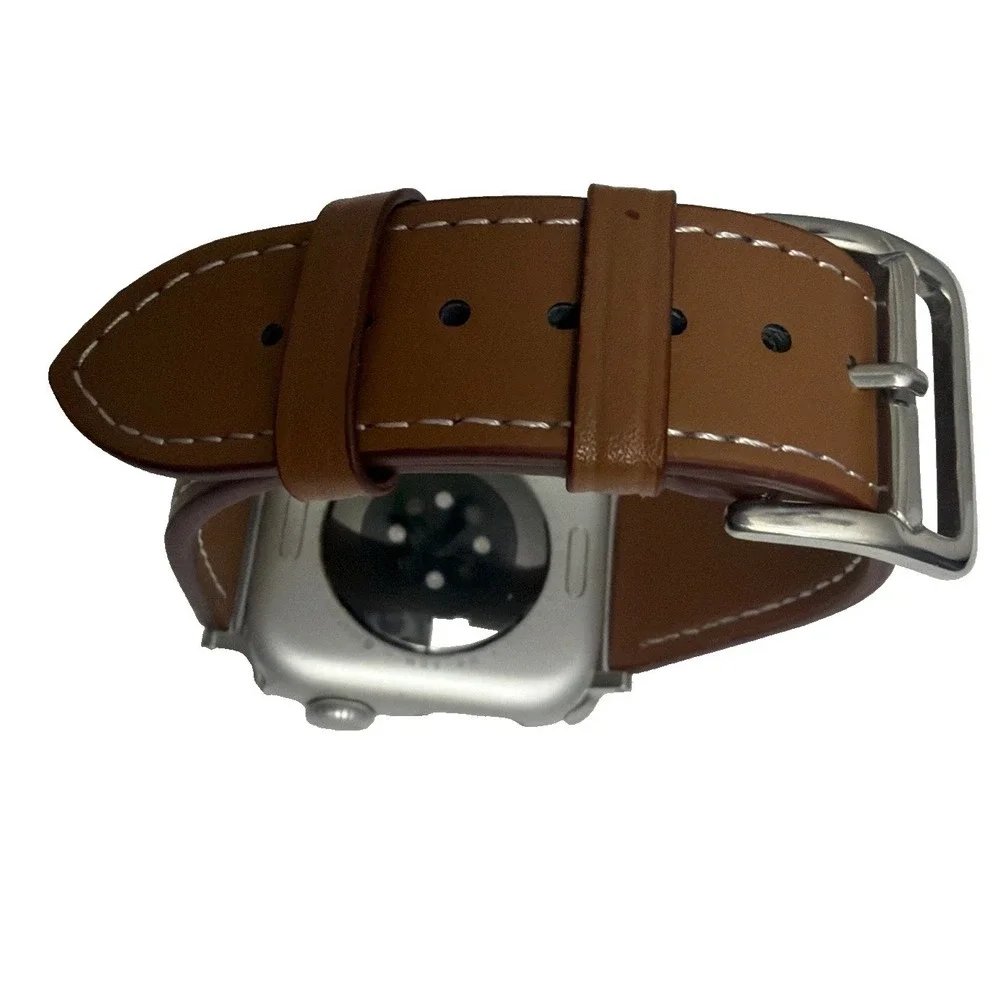 Strap Band Brown Unisex's Leather‎ replacement Band Series 10 iPhone Size 42/45